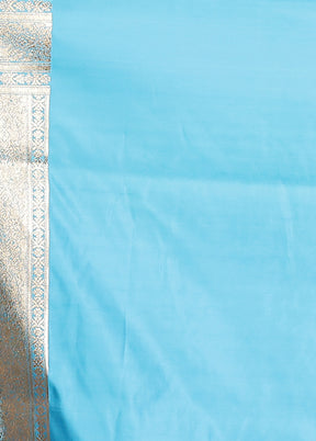 Blue Banarasi Silk Saree With Blouse Piece