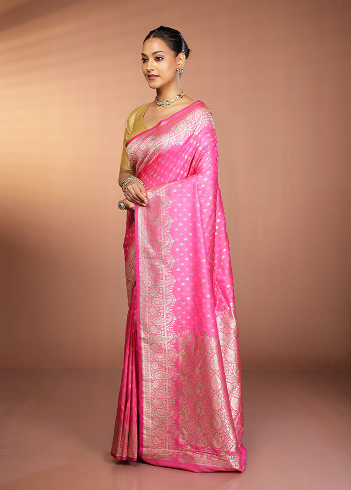 Pink Katan Silk Saree With Blouse Piece