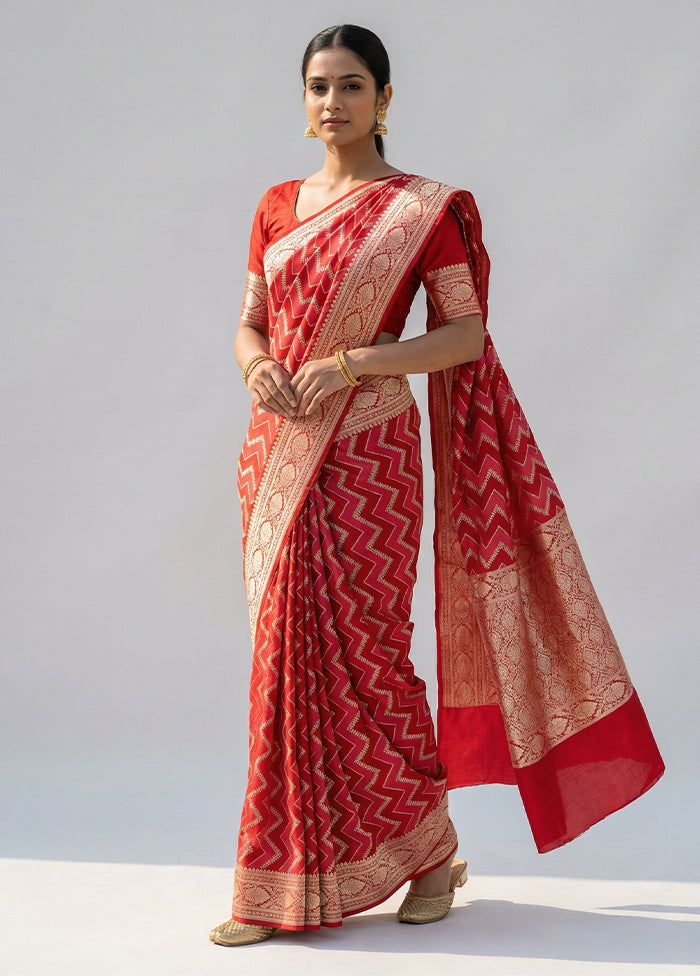 Pink Katan Silk Saree With Blouse Piece