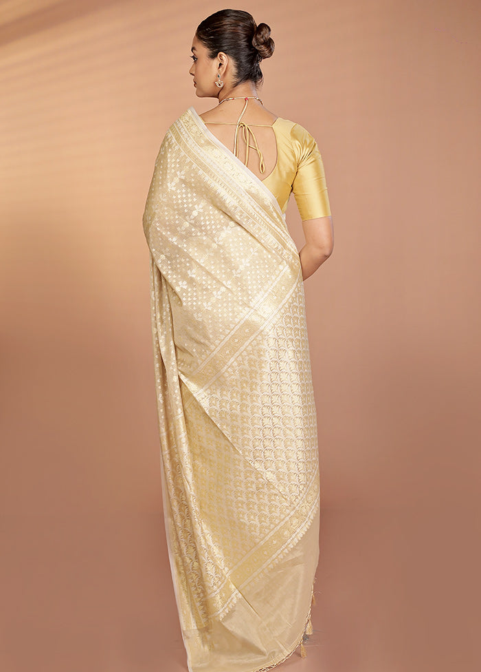 Cream Tissue Silk Saree With Blouse Piece