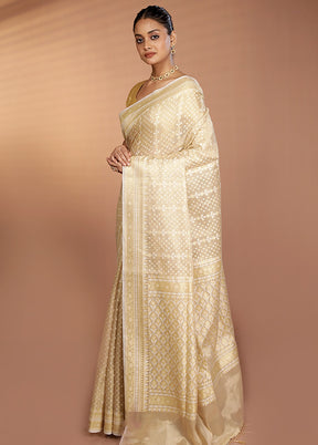 Cream Tissue Silk Saree With Blouse Piece