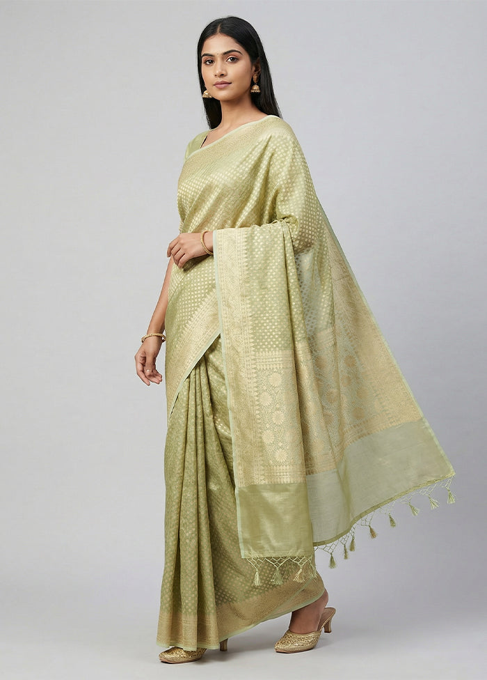 Green Tissue Silk Saree With Blouse Piece