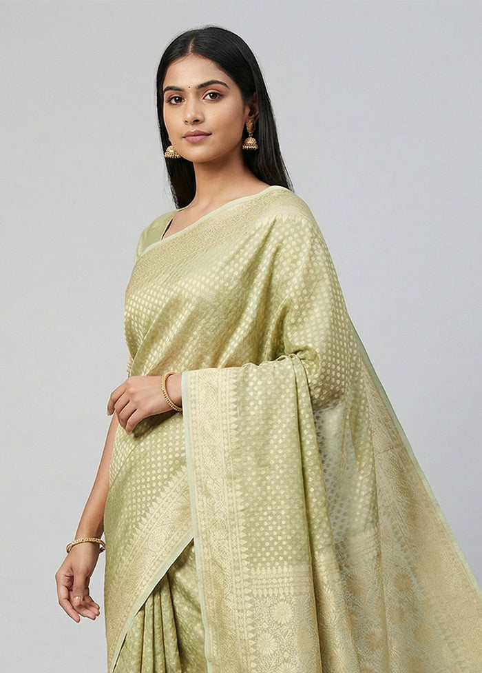 Green Tissue Silk Saree With Blouse Piece