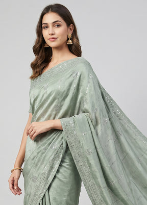 Green Georgette Saree With Blouse Piece