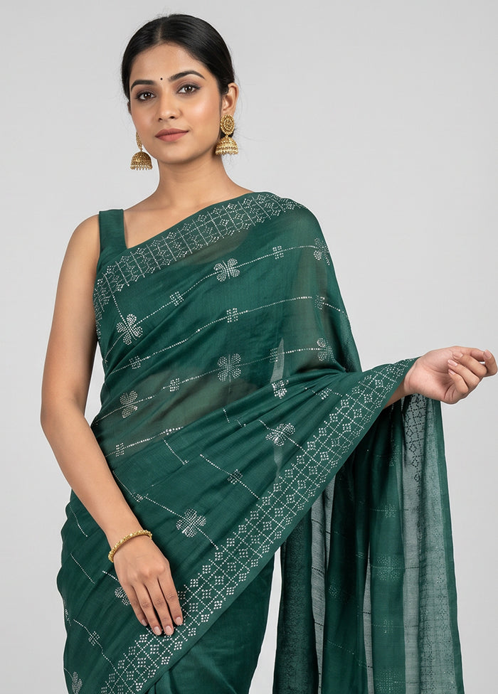 Green Georgette Saree With Blouse Piece