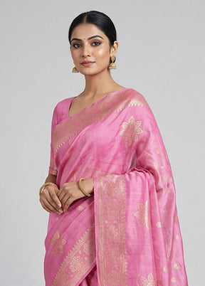 Pink Organza Saree With Blouse Piece