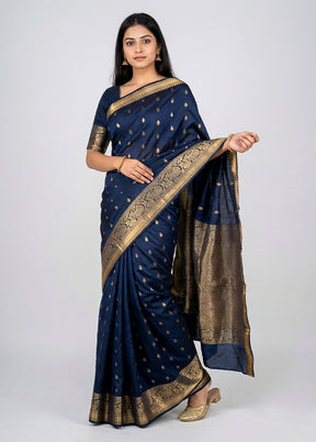 Black Kanjivaram Silk Saree With Blouse Piece