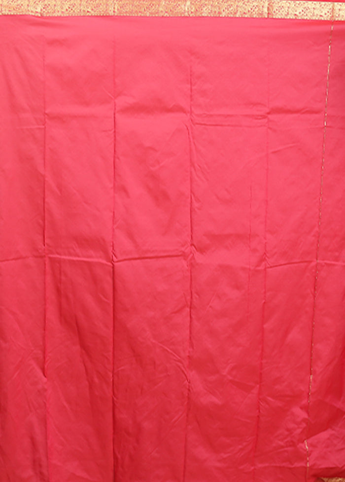 Pink Kanjivaram Silk Saree With Blouse Piece