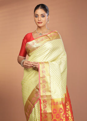 Green Kanjivaram Silk Saree With Blouse Piece