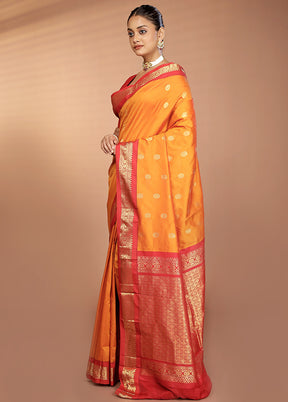 Yellow Kanjivaram Silk Saree With Blouse Piece