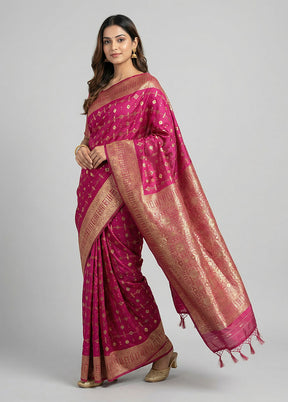 Purple Dupion Silk Saree With Blouse Piece