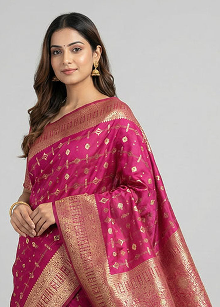 Purple Dupion Silk Saree With Blouse Piece