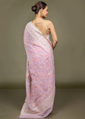 Purple Organza Saree With Blouse Piece