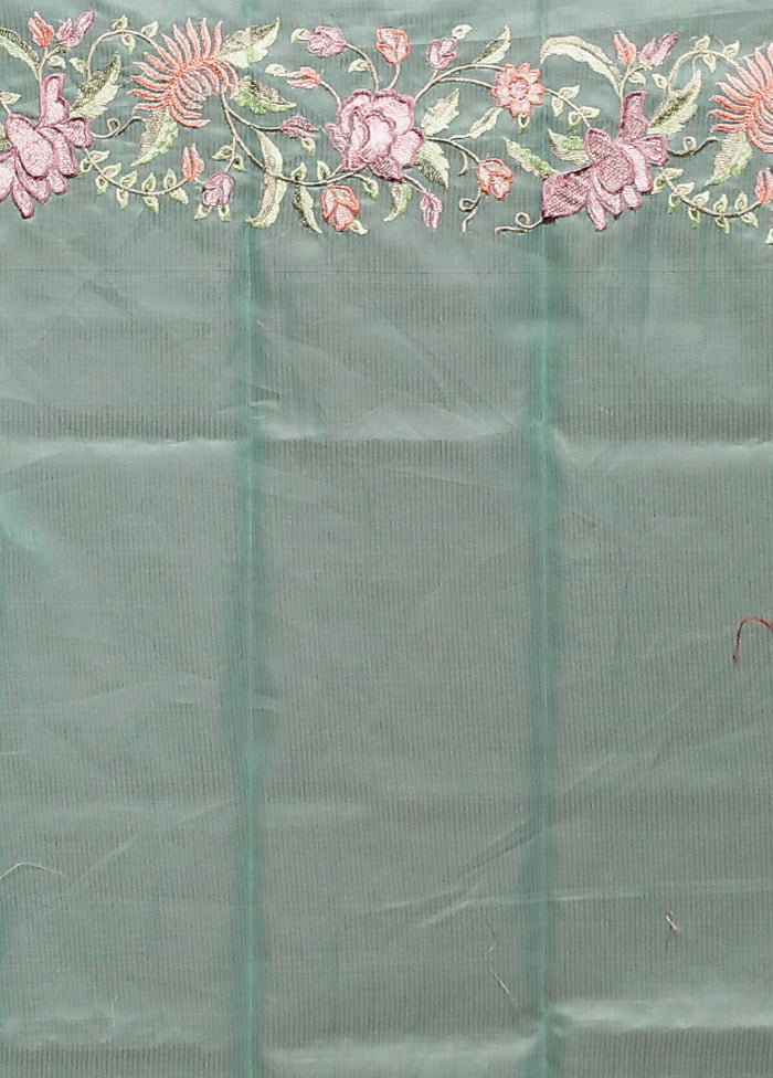 Green Organza Saree With Blouse Piece
