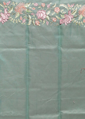 Green Organza Saree With Blouse Piece