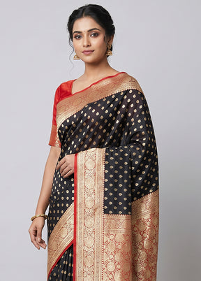 Black Uppada Silk Saree With Blouse Piece