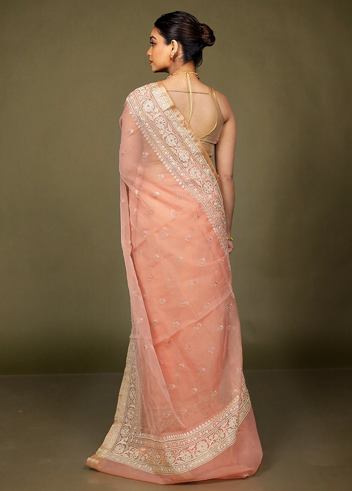 Pink Organza Saree With Blouse Piece