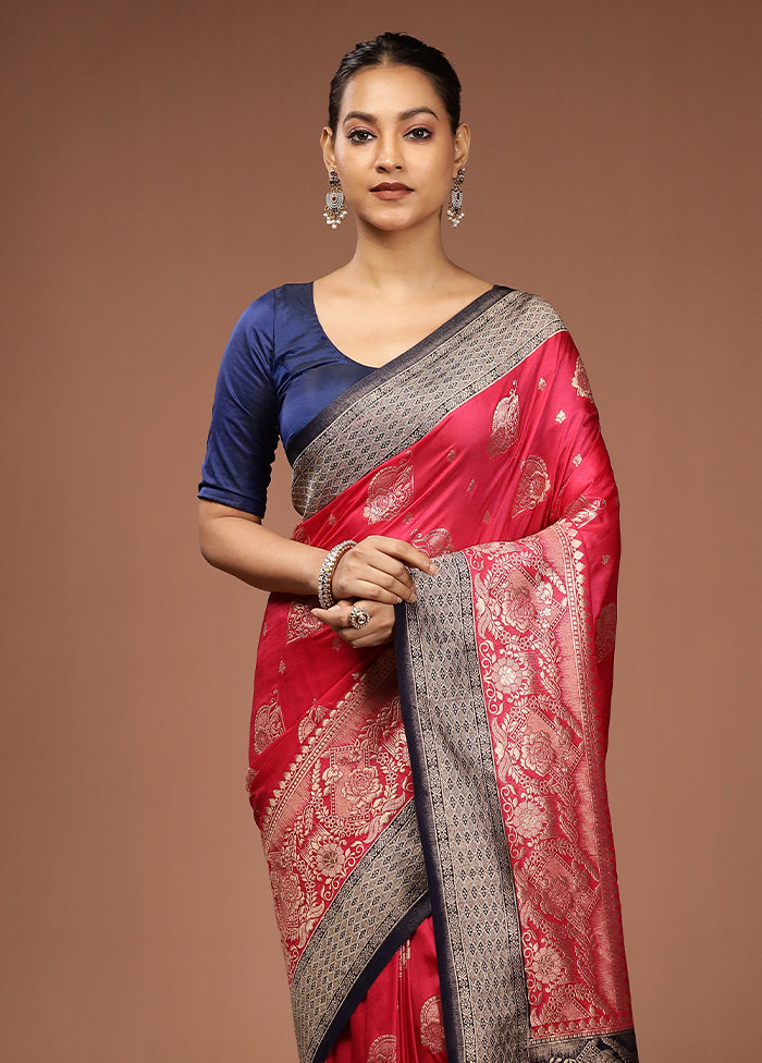 Pink Dupion Silk Saree With Blouse Piece