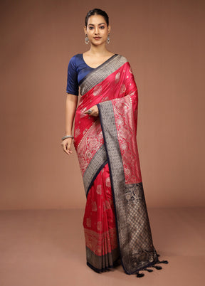 Pink Dupion Silk Saree With Blouse Piece