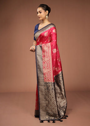 Pink Dupion Silk Saree With Blouse Piece