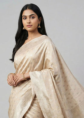 Cream Dupion Silk Saree With Blouse Piece