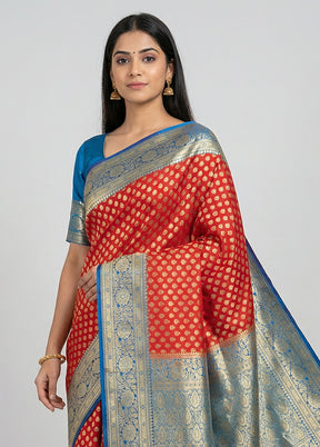 Pink Uppada Silk Saree With Blouse Piece
