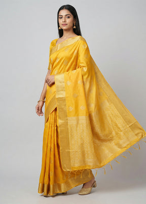Yellow Kanjivaram Silk Saree With Blouse Piece