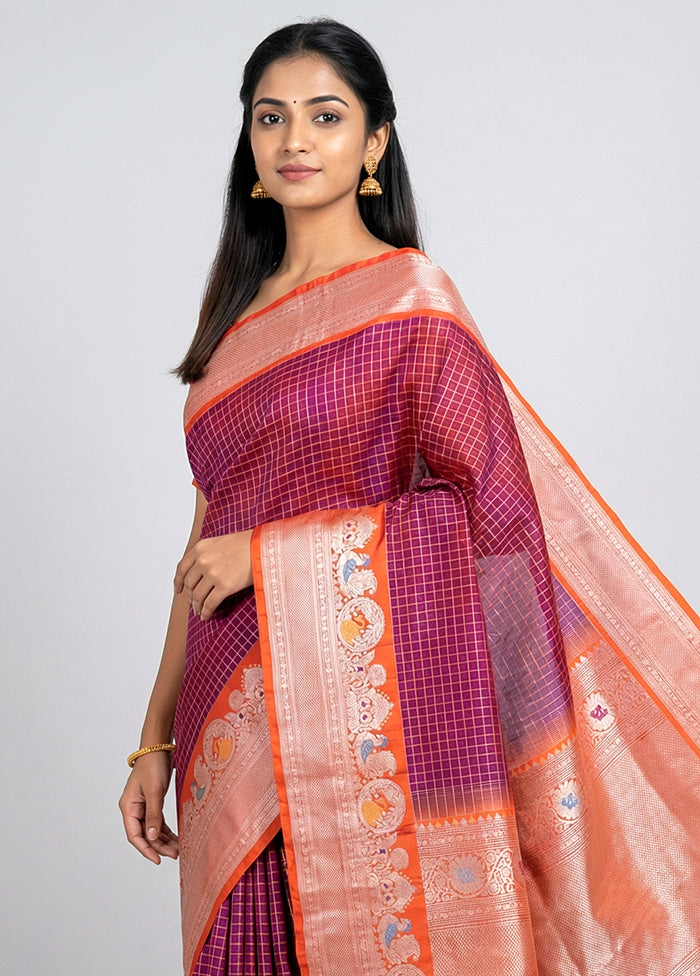 Brown Gadwal Pure Silk Saree Without Blouse Piece