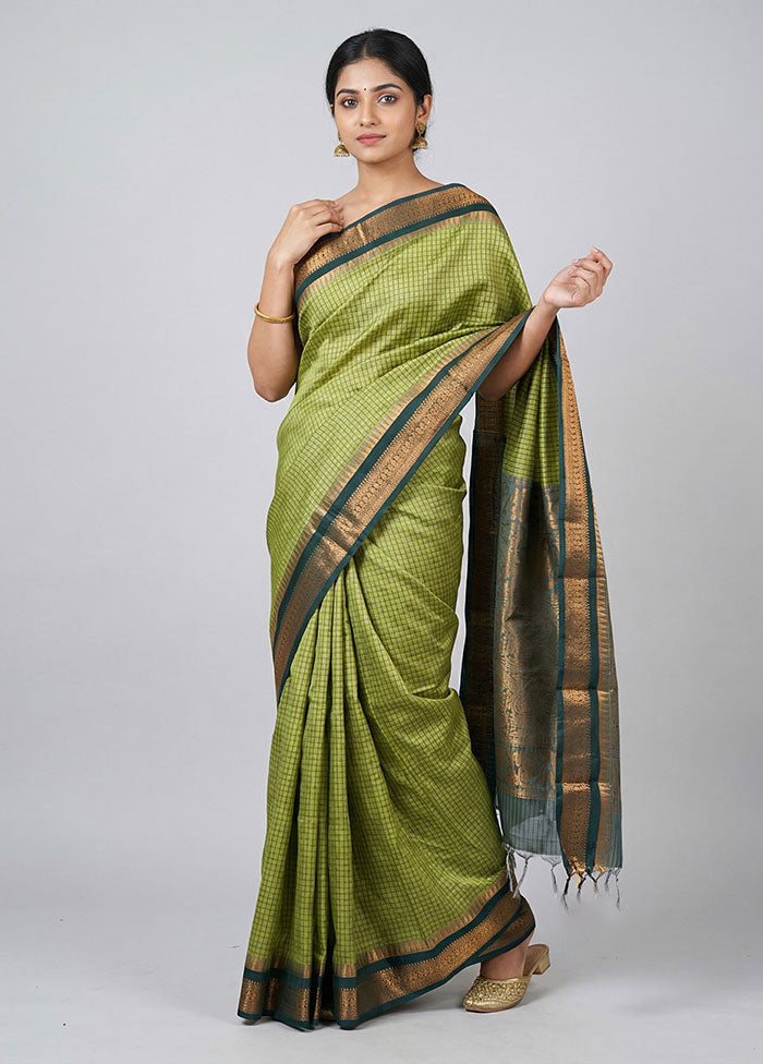 Green Kanjivaram Silk Saree With Blouse Piece