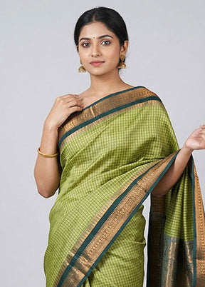 Green Kanjivaram Silk Saree With Blouse Piece