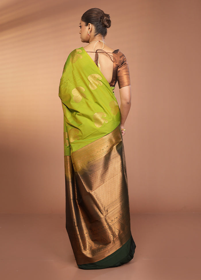 Green Kanjivaram Silk Saree With Blouse Piece