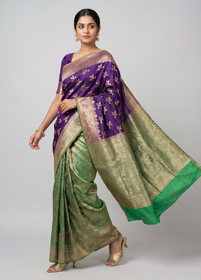 Blue Banarasi Silk Saree With Blouse Piece