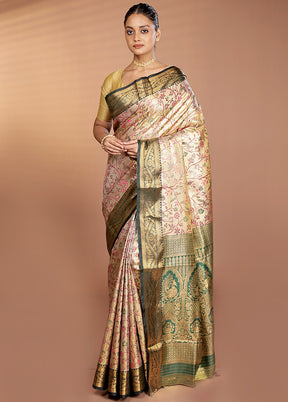 Gold Kanjivaram Silk Saree With Blouse Piece