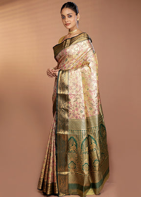 Gold Kanjivaram Silk Saree With Blouse Piece