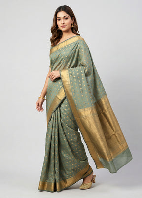 Green Kanjivaram Silk Saree With Blouse Piece