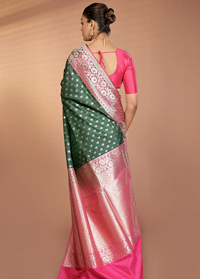 Green Uppada Silk Saree With Blouse Piece