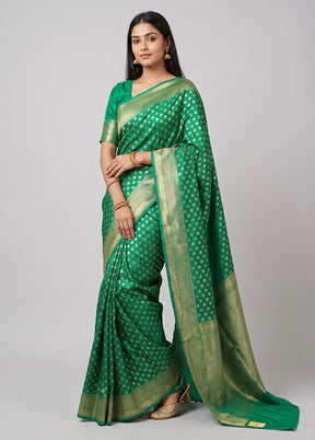 Green Handloom Katan Pure Silk Saree With Blouse Piece