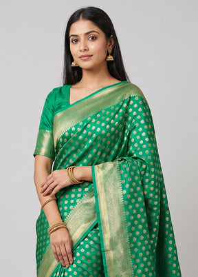 Green Handloom Katan Pure Silk Saree With Blouse Piece