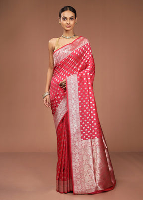 Pink Uppada Silk Saree With Blouse Piece