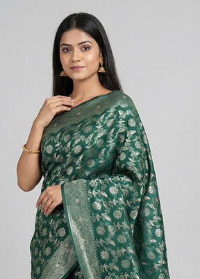 Green Dupion Silk Saree With Blouse Piece
