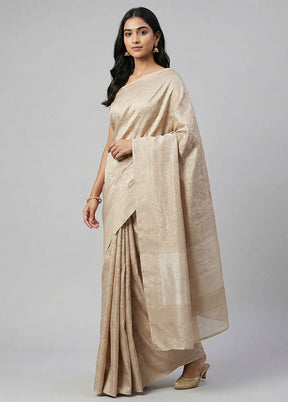 Cream Tissue Silk Saree With Blouse Piece