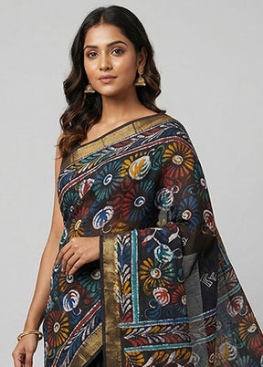 Maroon Chanderi Cotton Saree With Blouse Piece