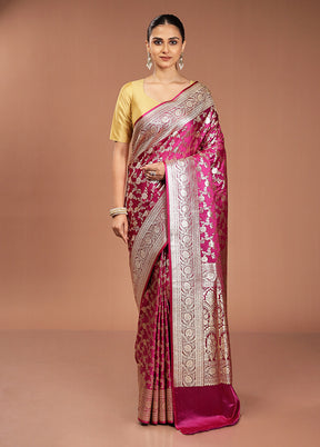 Purple Banarasi Silk Saree With Blouse Piece