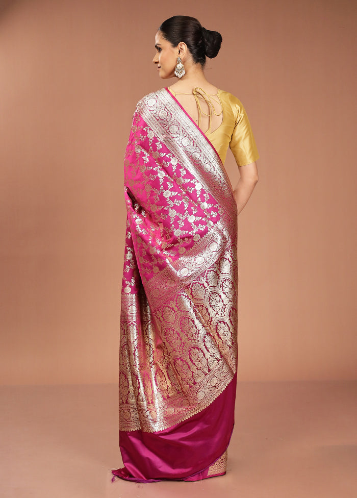 Purple Banarasi Silk Saree With Blouse Piece