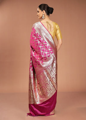 Purple Banarasi Silk Saree With Blouse Piece
