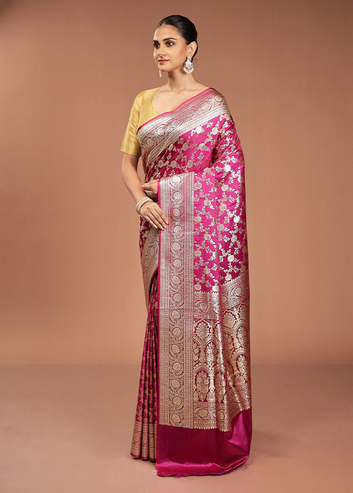 Purple Banarasi Silk Saree With Blouse Piece