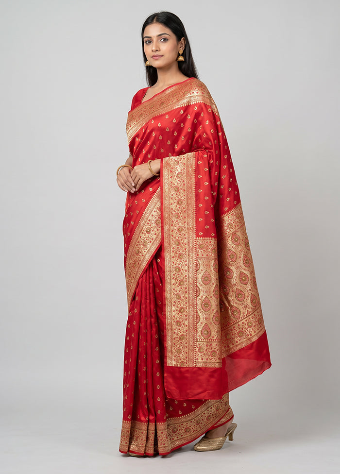 Pink Handloom Banarasi Pure Silk Saree With Blouse Piece