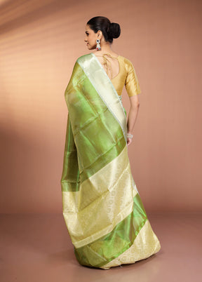 Green Tissue Silk Saree With Blouse Piece