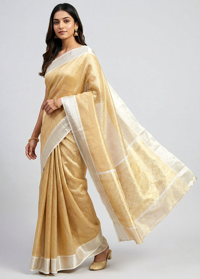 Yellow Tissue Silk Saree With Blouse Piece