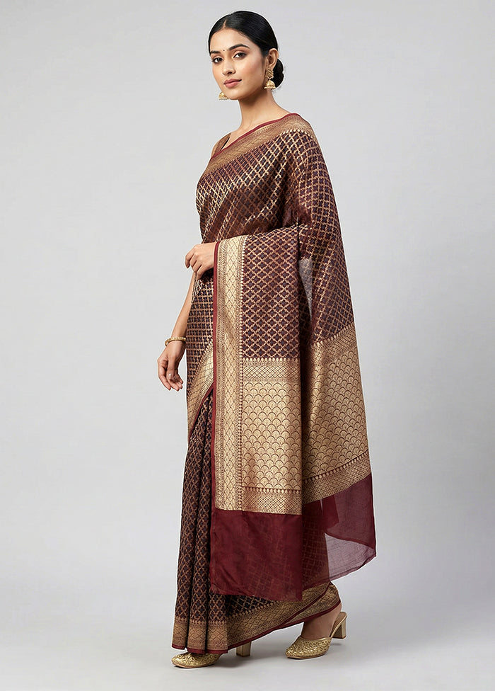 Purple Kora Silk Saree With Blouse Piece